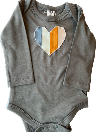 Gray Heart Organic Bodysuit